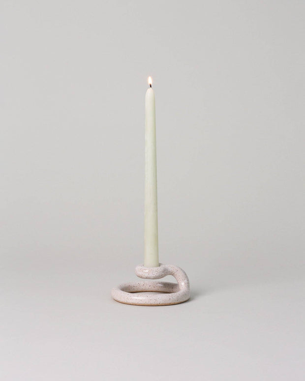  coil built Uni candlestick - speckled white candle stick