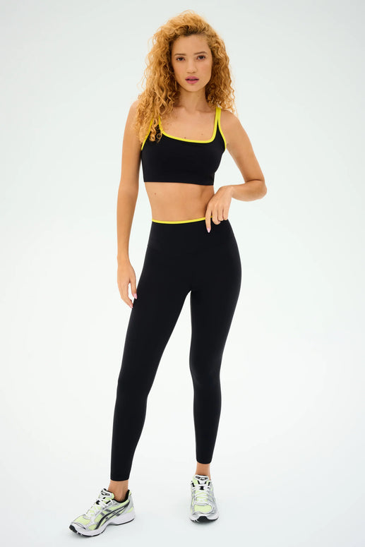 Splits59 Easton Rigor High Waist 7/8 in Black and Chartreuse Legging 