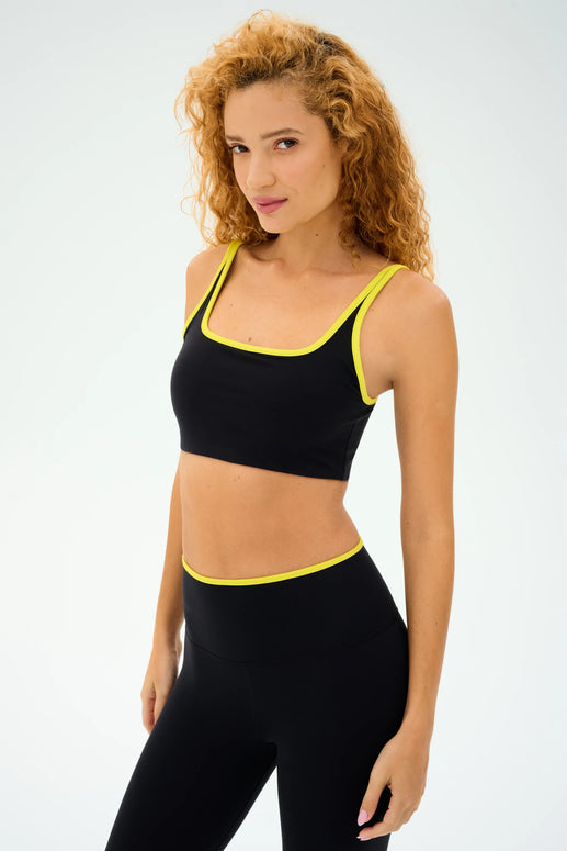 Splits59 Cait Rigor Bra in Black and Chartreuse