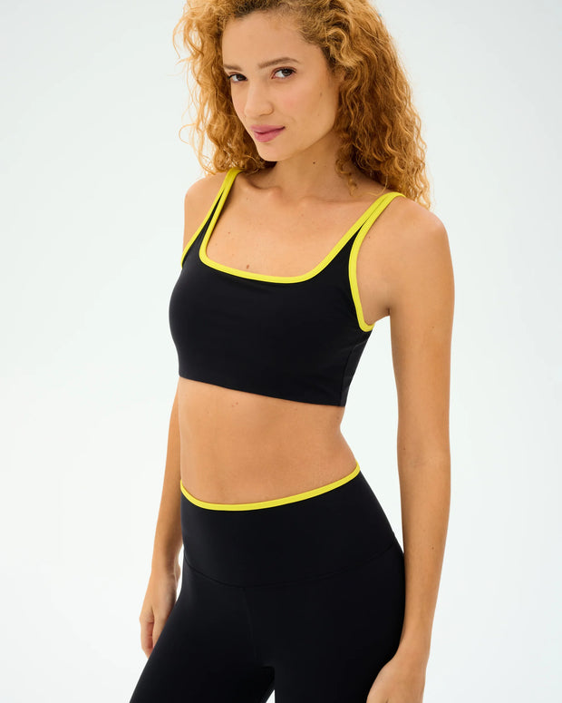 Splits59 Cait Rigor Bra in Black and Chartreuse
