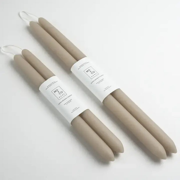 100% Beeswax Dipped Taper Candles | Taupe
