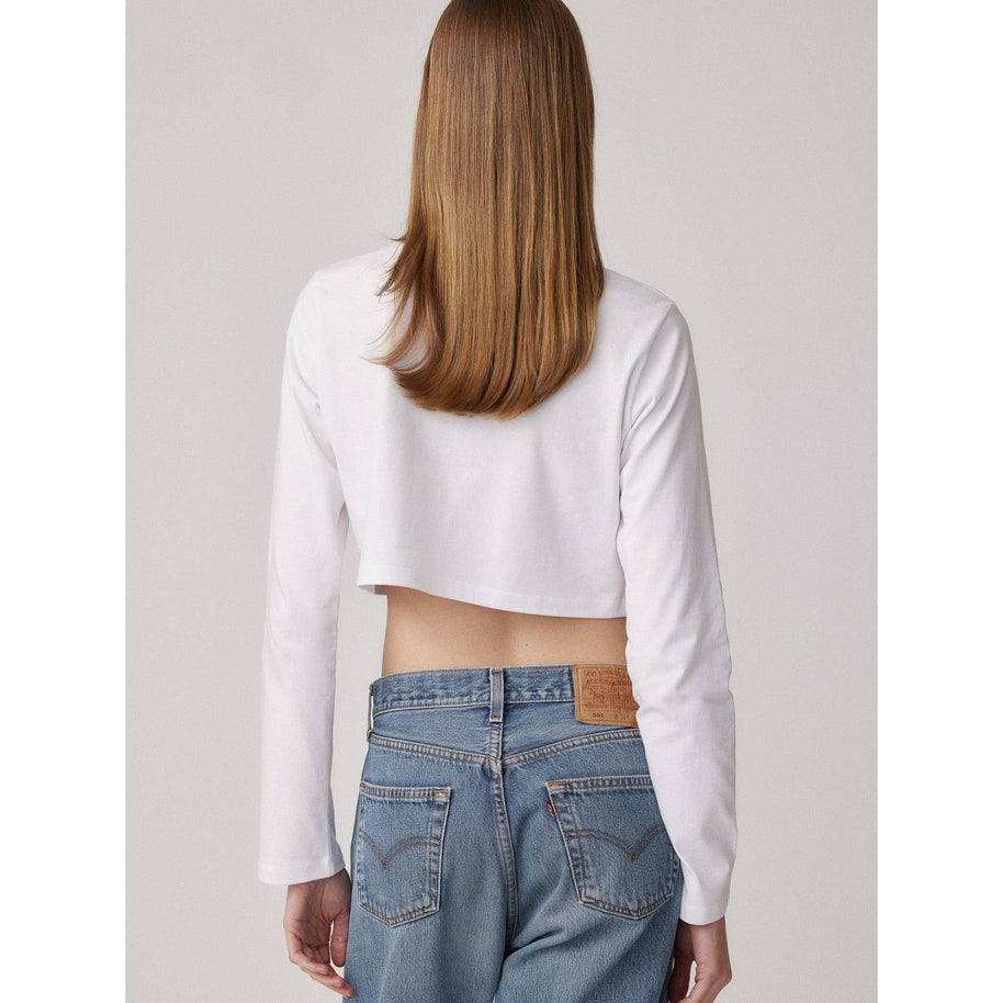 Long sleeve white crop top - clyque 