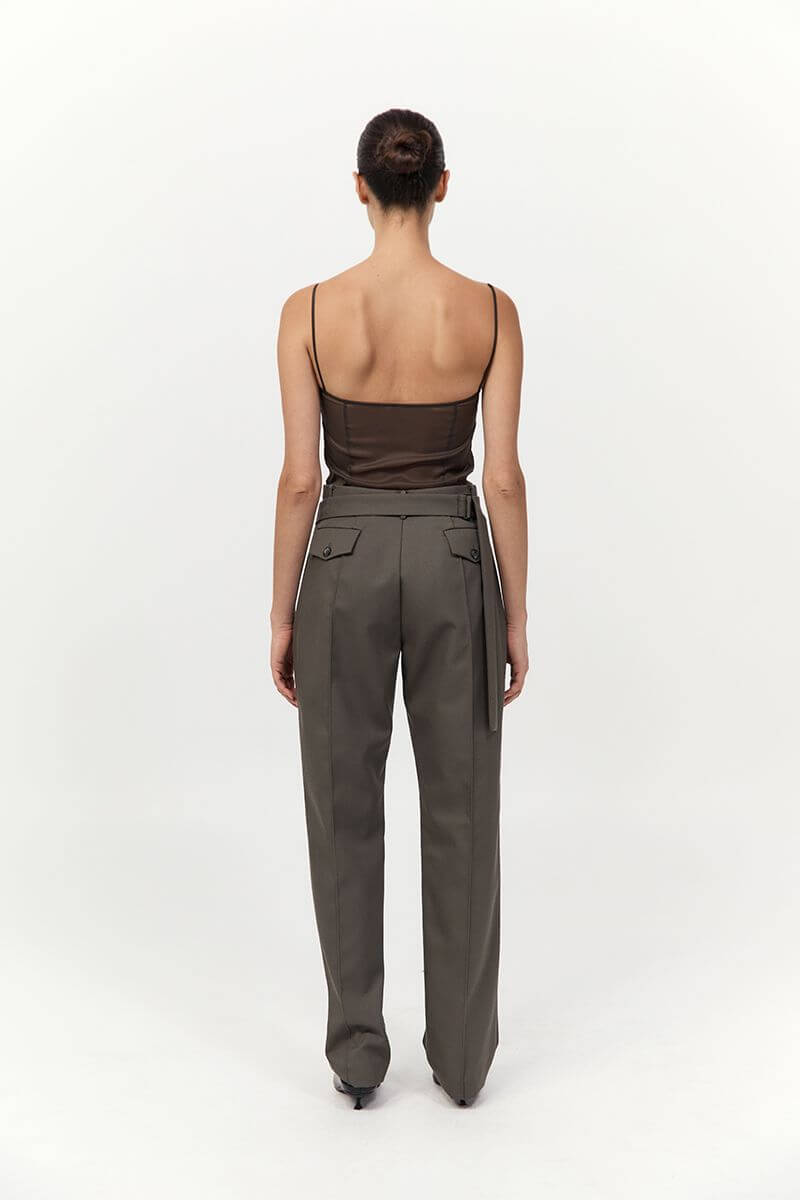 St. Agni Transparent Silk Cami in Black Olive 