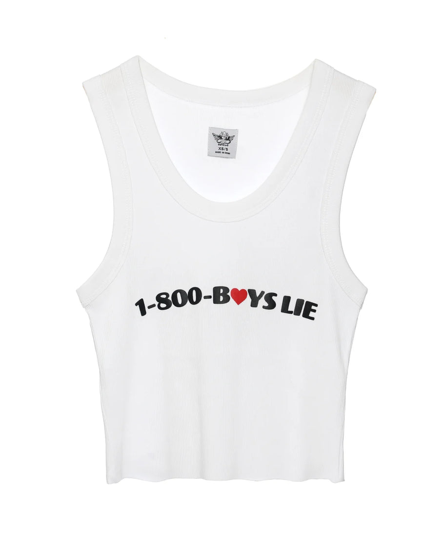Boys Lie White 1-800 heart tank top 
