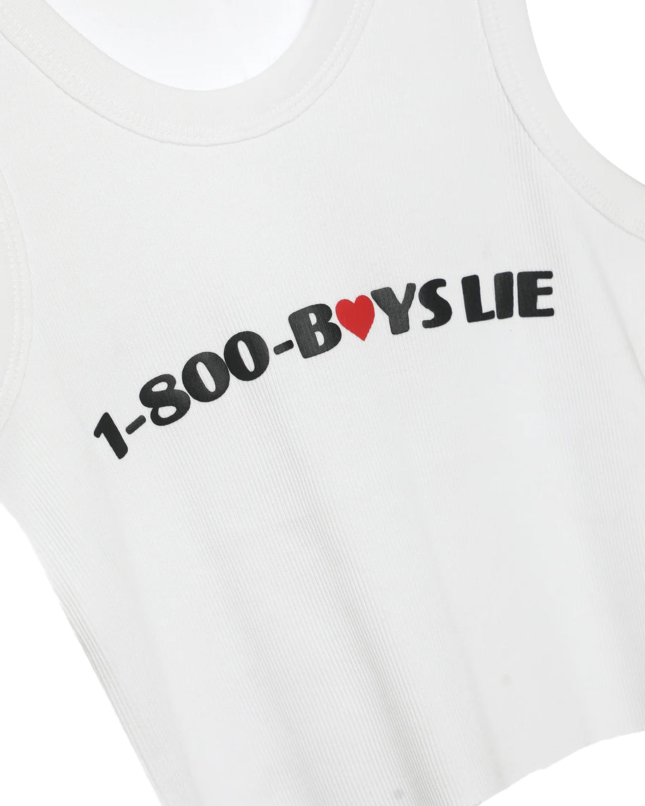 Boys Lie White 1-800 heart tank top 