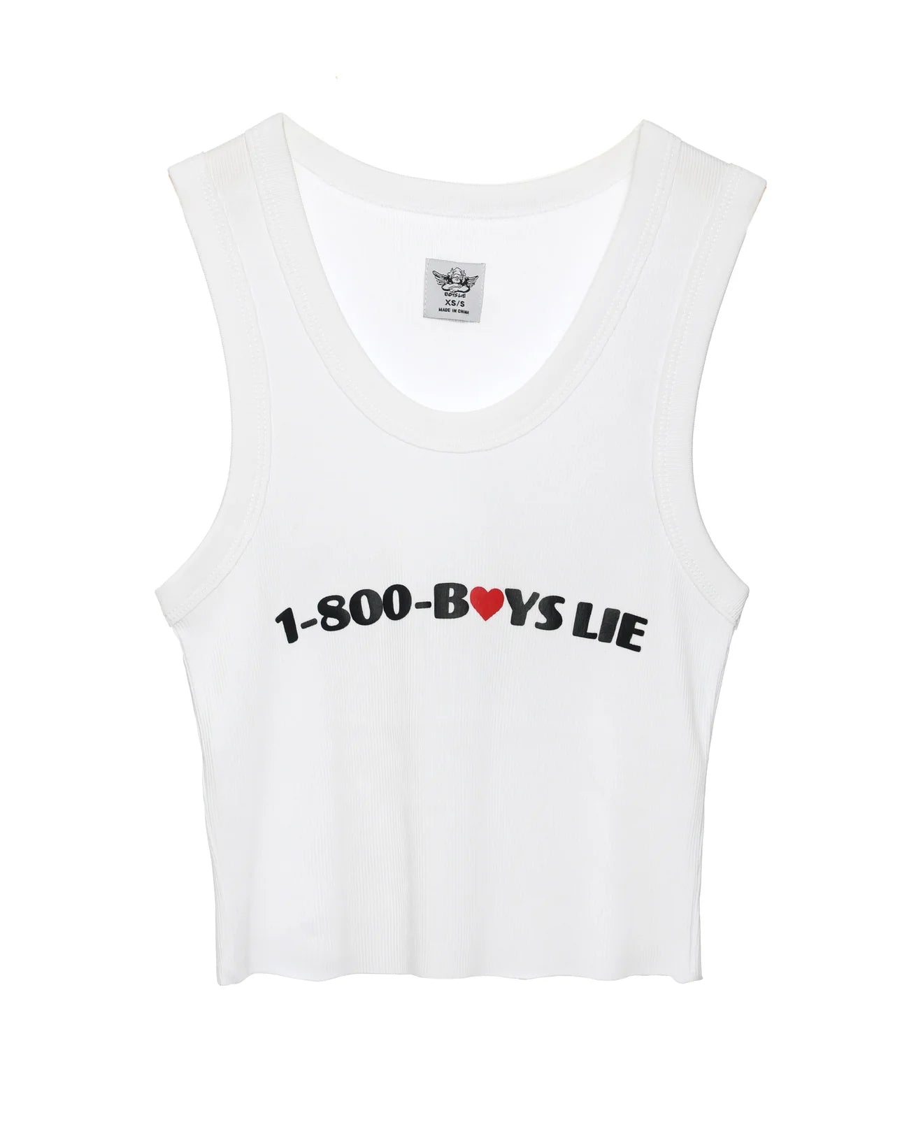 Boys Lie White 1-800 heart tank top 