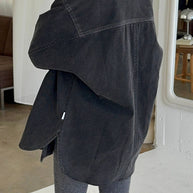 Le Bon Shoppe Theo Jacket in Washed Black Thin Denim Jacket 