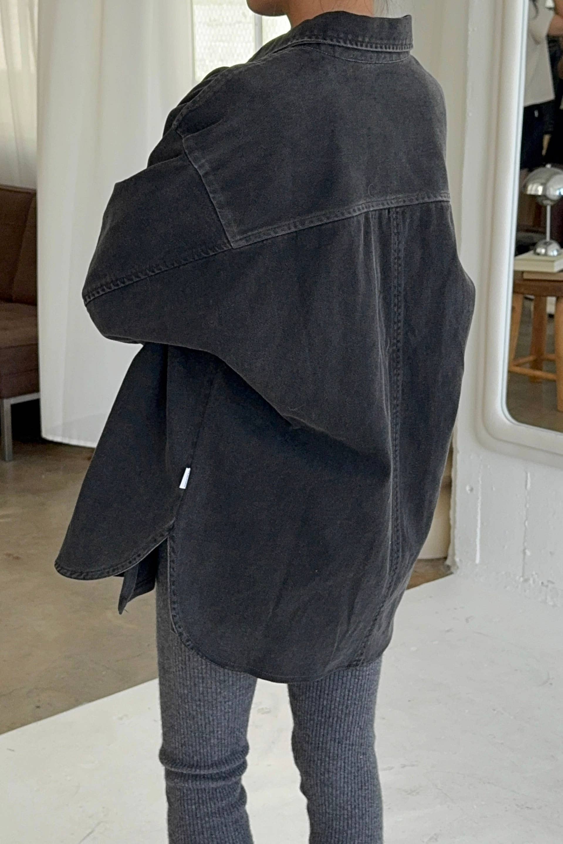 Le Bon Shoppe Theo Jacket in Washed Black Thin Denim Jacket 