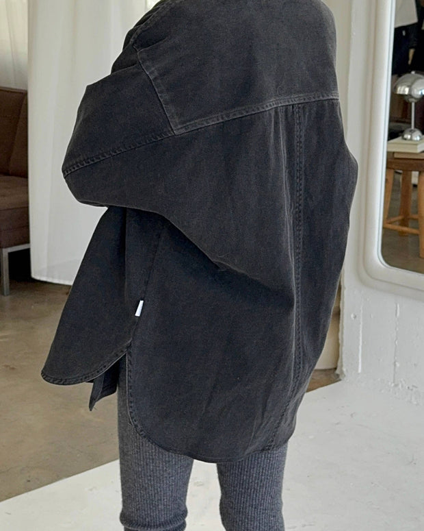 Le Bon Shoppe Theo Jacket in Washed Black Thin Denim Jacket 