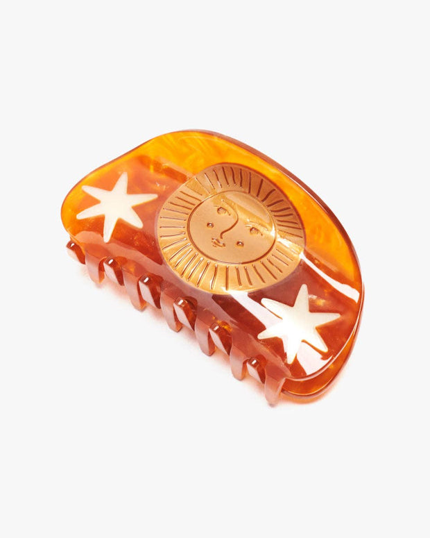 Hemera Golden Astrology Sun and Stars Shimmer Hair Claw