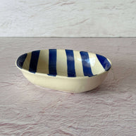 Casa Amarosa Ceramic Stripe Bowl Blue 