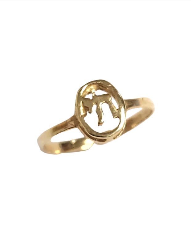 14k yellow gold Chai Oval Signet - Room Eight - Bareket Fine Jewelry