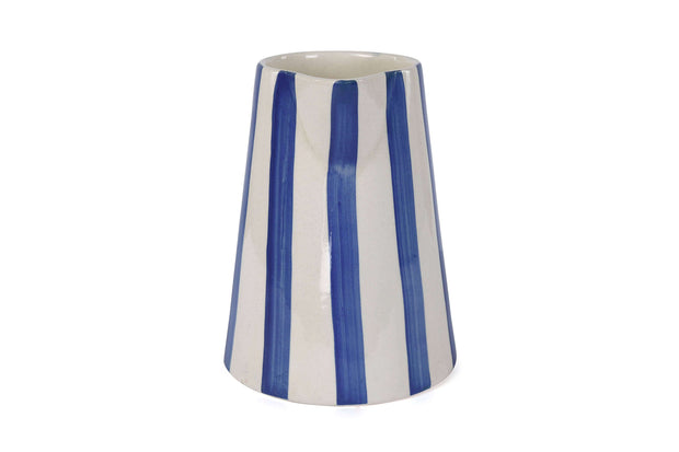Casa Amarosa Ceramic Stripe Pitcher in Blue 