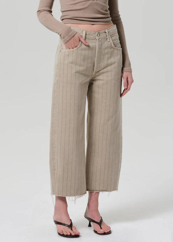 Ayla Raw Hem Crop | Neutral Stripe