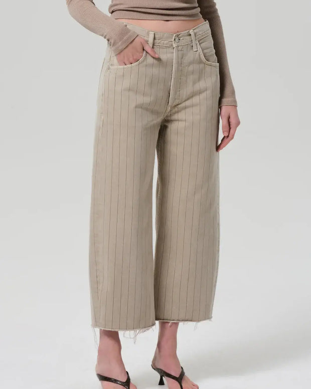 Citizens of Humanity Ayla Raw Hem Crop Jean in Neutral Stripe