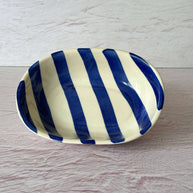 Casa Amarosa Ceramic Stripe Bowl Blue 