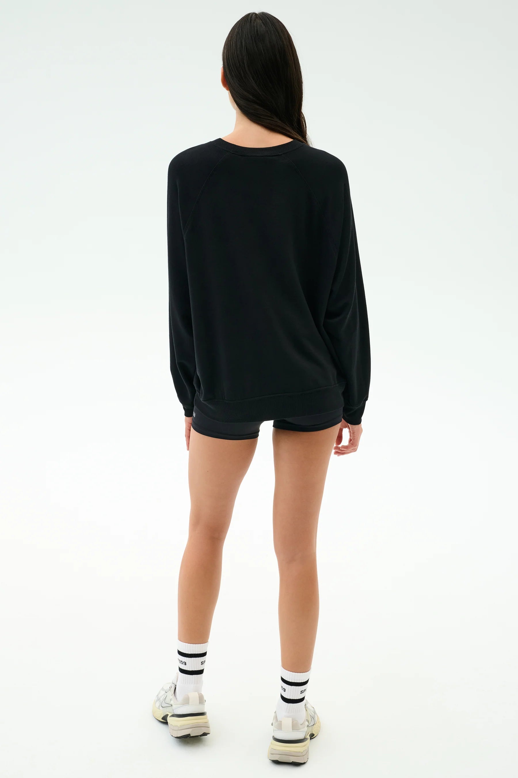 Andie Oversized Fleece Varsity Graphic Sweatshirt | Black