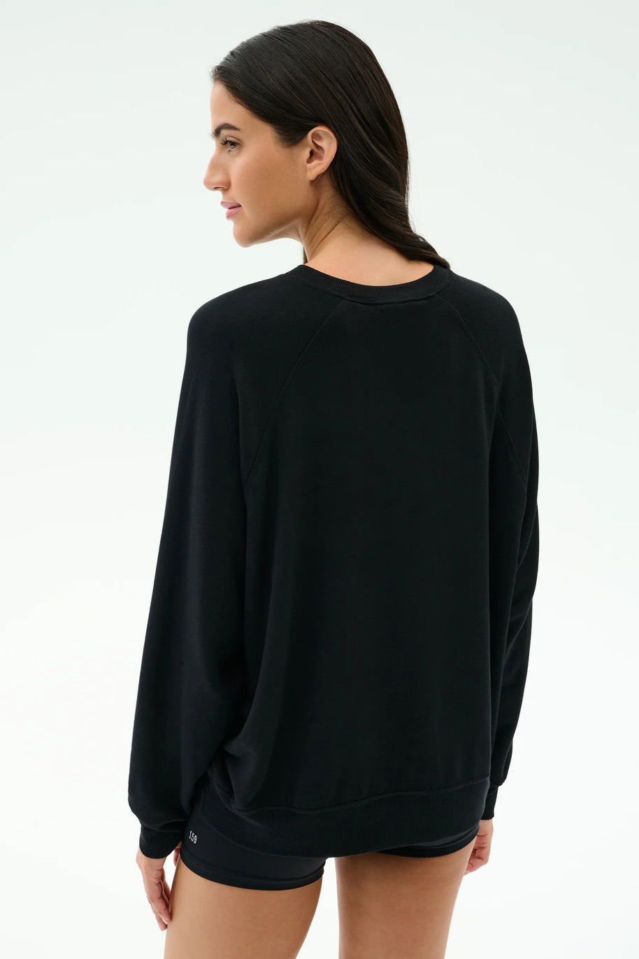 Andie Oversized Fleece Varsity Graphic Sweatshirt | Black