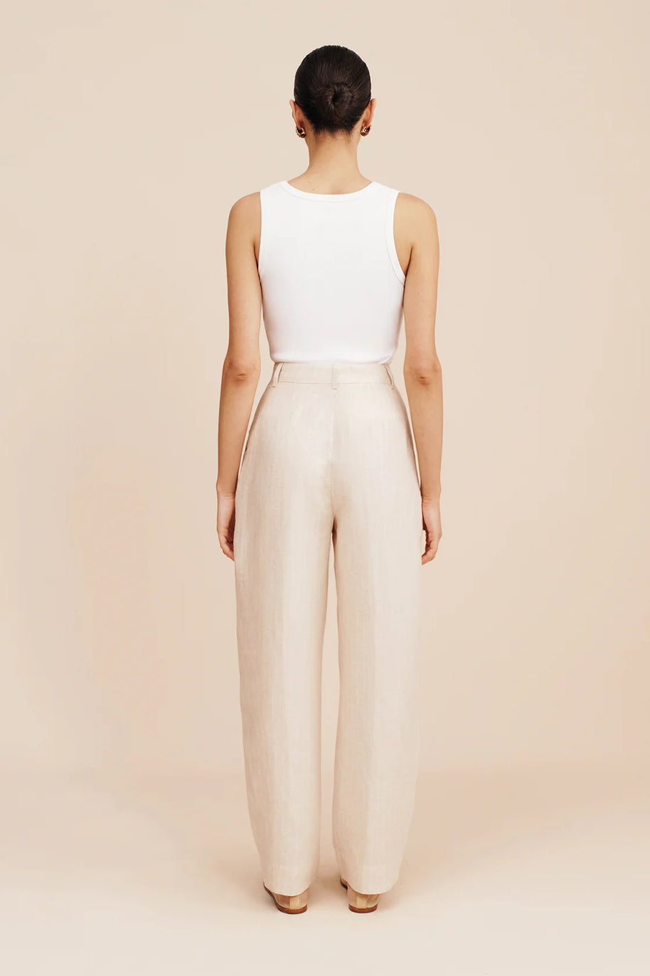 Posse Lucille Trouser in Beige Pinstripe