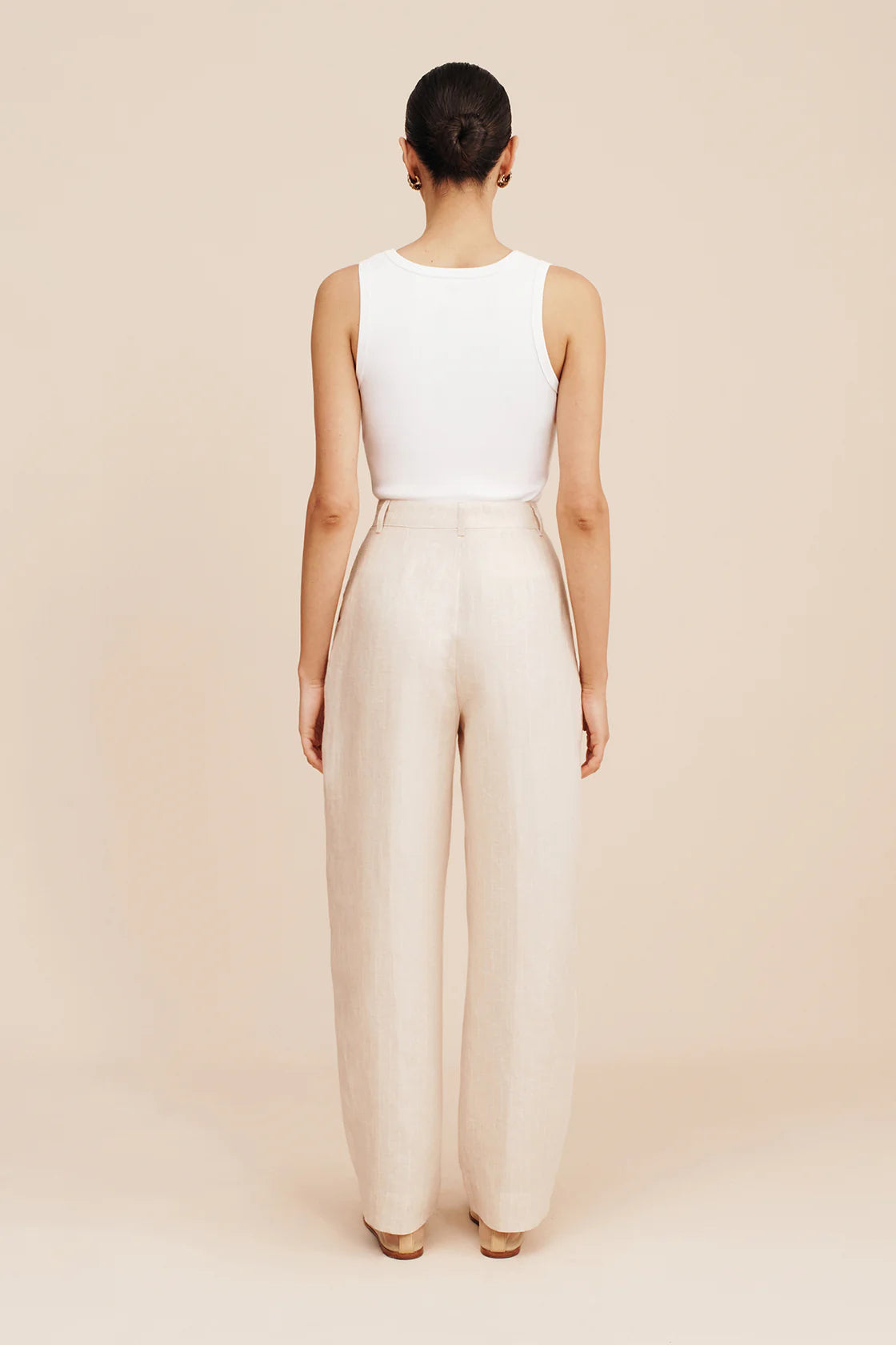 Posse Lucille Trouser in Beige Pinstripe