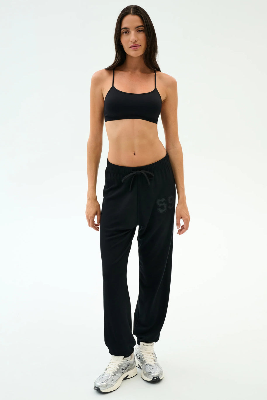 Andie Oversized Fleece Varsity 59 Sweatpant | Black