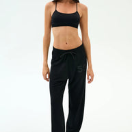 Andie Oversized Fleece Varsity 59 Sweatpant | Black