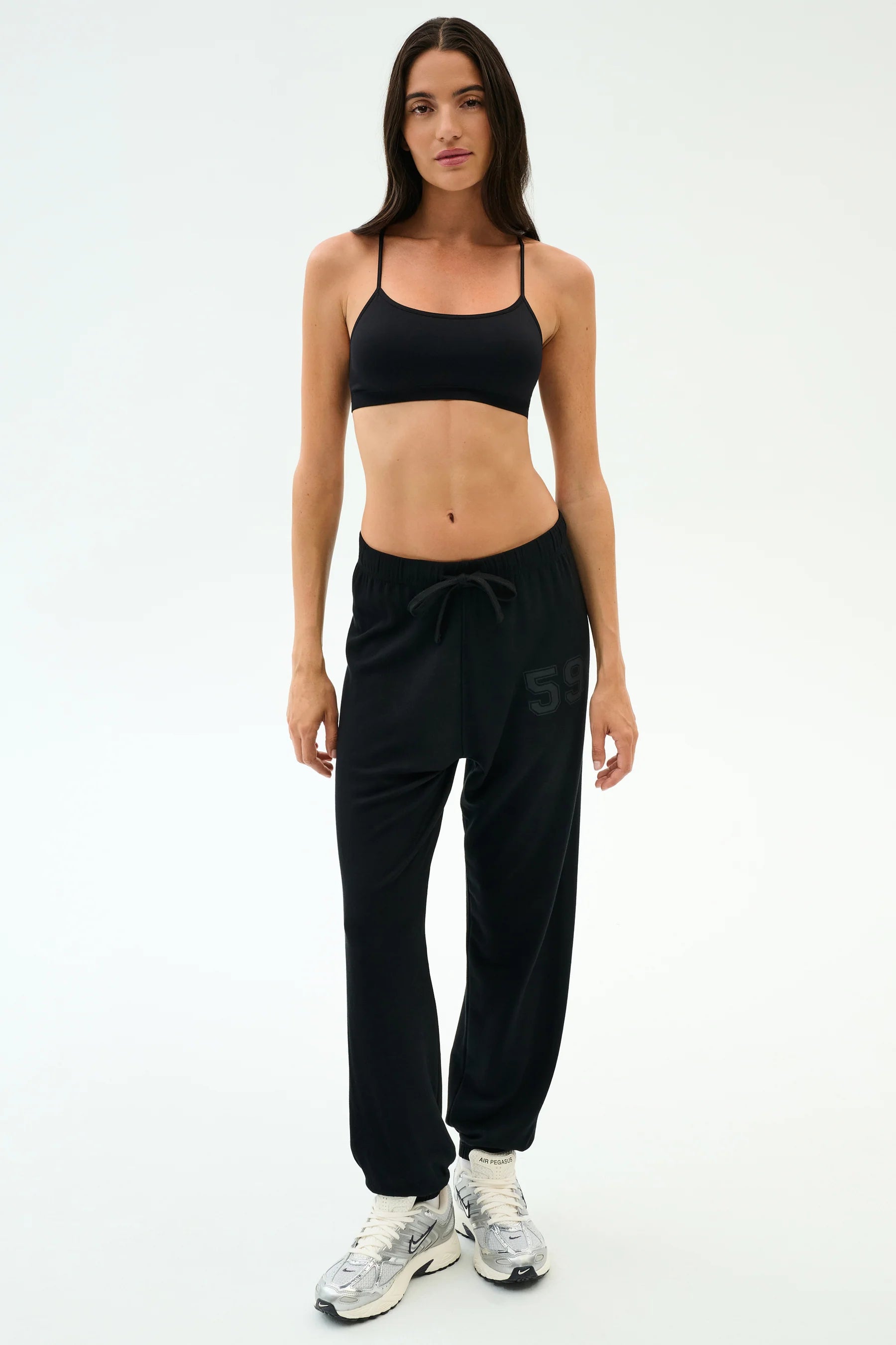 Andie Oversized Fleece Varsity 59 Sweatpant | Black