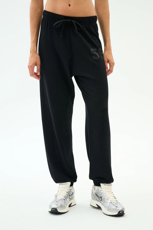 Andie Oversized Fleece Varsity 59 Sweatpant | Black