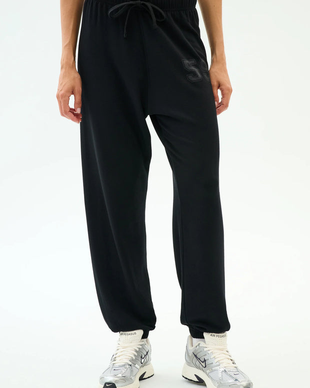 Andie Oversized Fleece Varsity 59 Sweatpant | Black