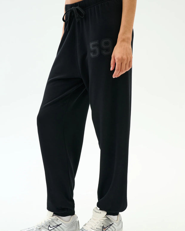 Andie Oversized Fleece Varsity 59 Sweatpant | Black
