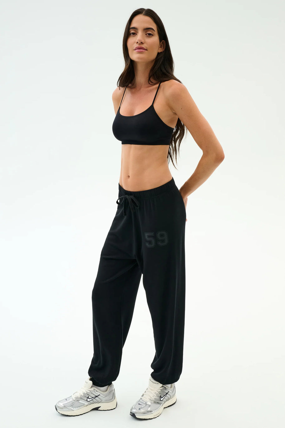 Andie Oversized Fleece Varsity 59 Sweatpant | Black