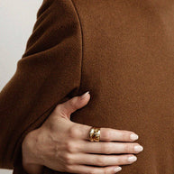 Maslo Jewelry Gold Domed Ring - Statment Ring - Cocktail Ring - Stacking Gold Ring - Nordic Gold Rings - Contemporary Womens Jewelery 