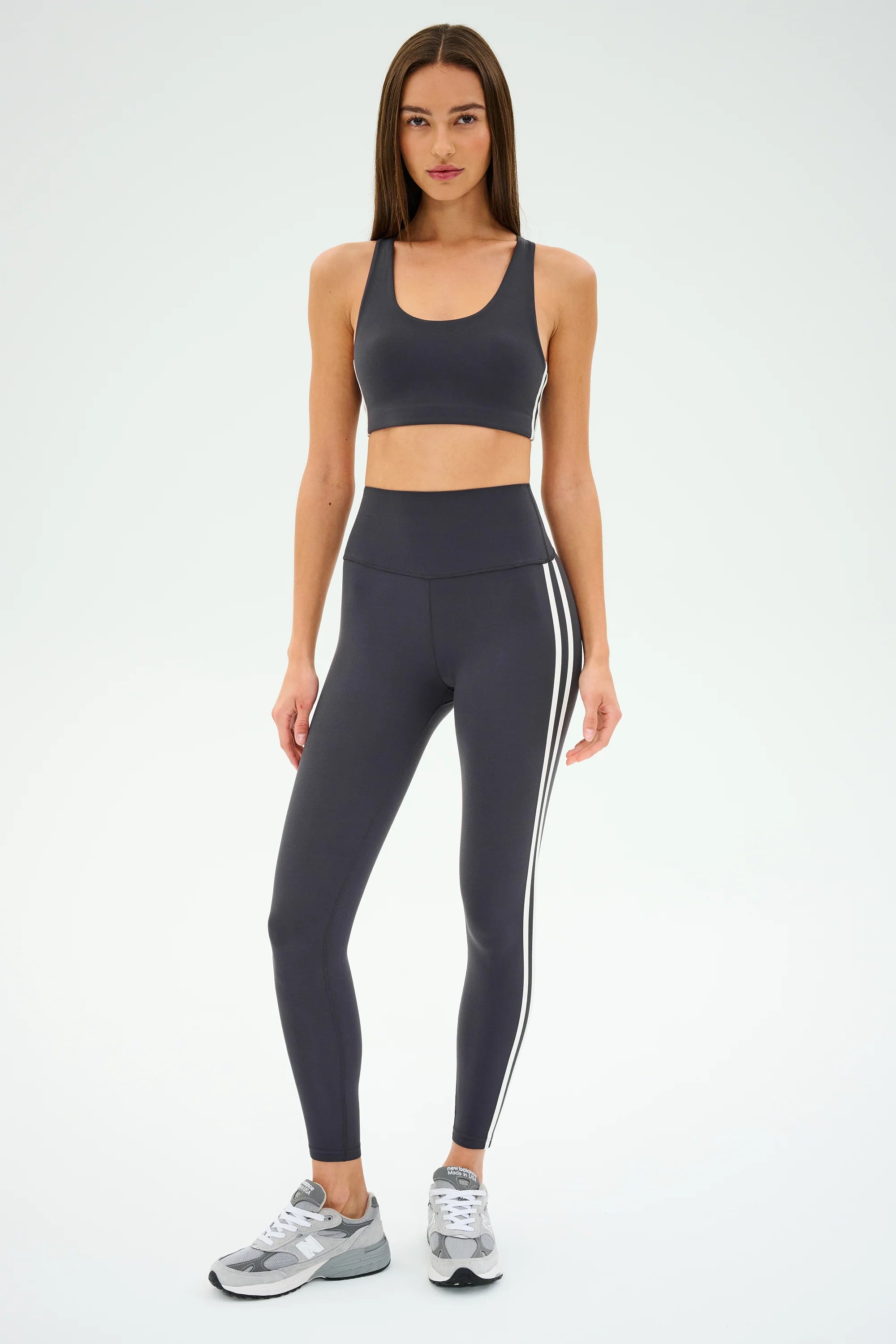 Splits59 Ella Airweight Bra in Graphite and White 