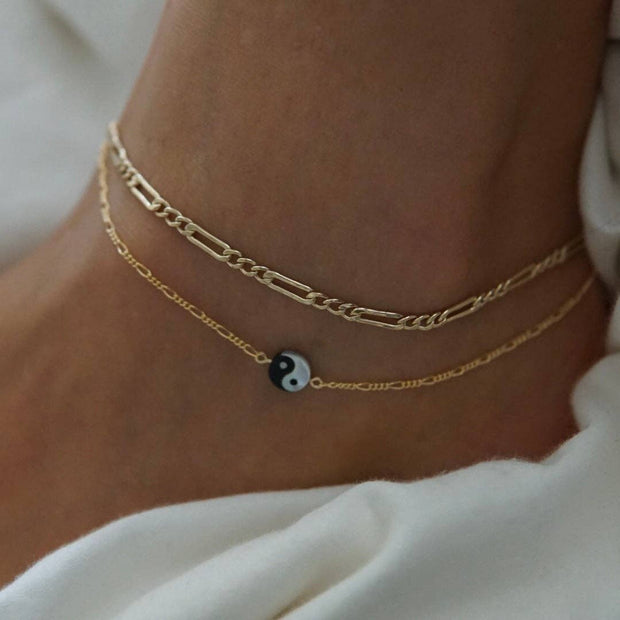 Imi Jewelry Yin Yang Mother of Pearl Anklet 