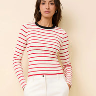 Solid & Striped Dora Top Apple Red Stripe Long Sleeve Top 