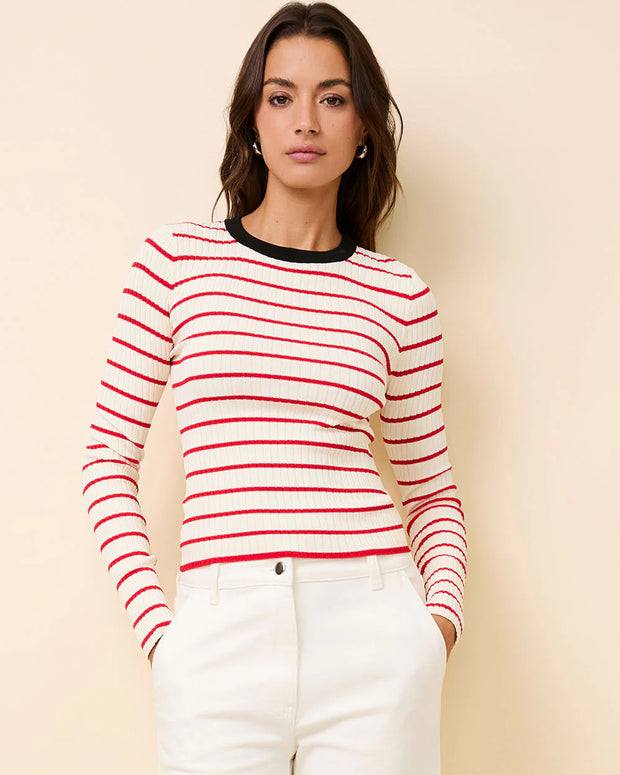 Solid & Striped Dora Top Apple Red Stripe Long Sleeve Top 