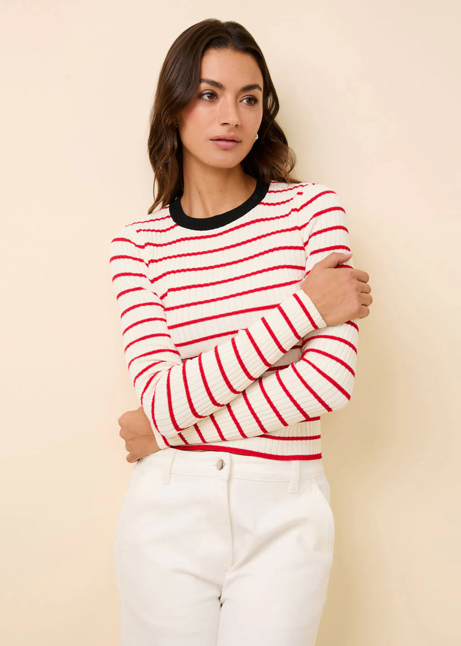 Solid & Striped Dora Top Apple Red Stripe Long Sleeve Top 
