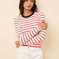 Solid & Striped Dora Top Apple Red Stripe Long Sleeve Top 