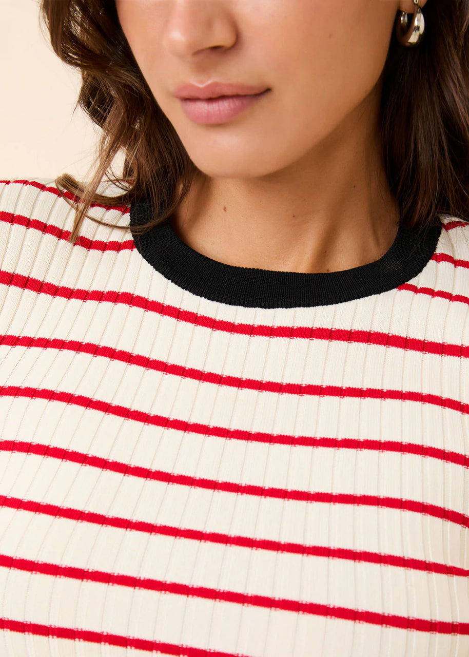 Solid & Striped Dora Top Apple Red Stripe Long Sleeve Top 