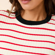 Solid & Striped Dora Top Apple Red Stripe Long Sleeve Top 