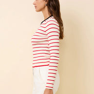 Solid & Striped Dora Top Apple Red Stripe Long Sleeve Top 