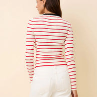 Solid & Striped Dora Top Apple Red Stripe Long Sleeve Top 