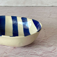 Casa Amarosa Ceramic Stripe Bowl Blue 