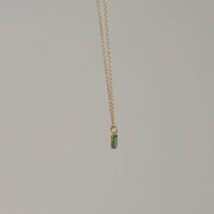 Emerald Baguette Pendant Necklace 14kt gold fine jewelry 