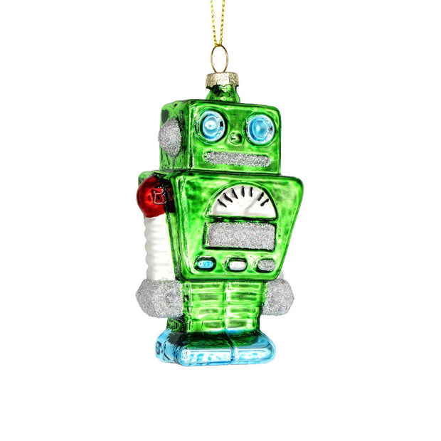 Green robot Christmas ornament 