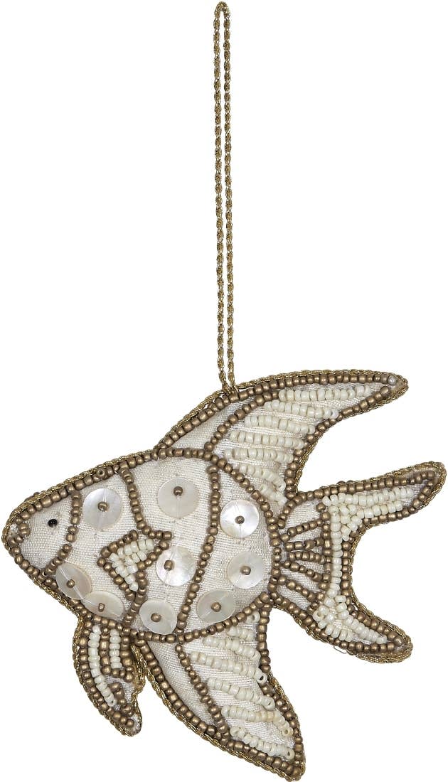 Tropical Fish Gold Beaded Ornament