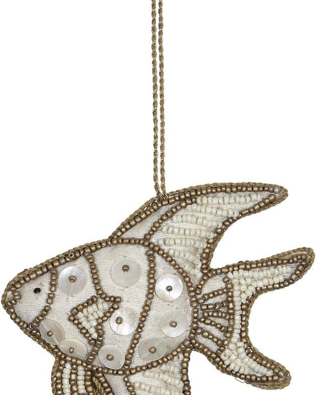 Tropical Fish Gold Beaded Ornament