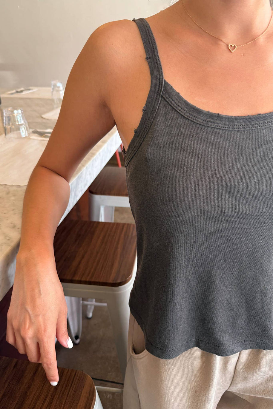 Le Bon Shoppe Organic Cotton Dana Cami Washed Black Tank