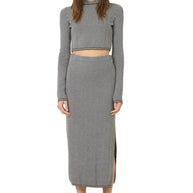 One Grey Day - Maxine top- cropped long sleeve top 