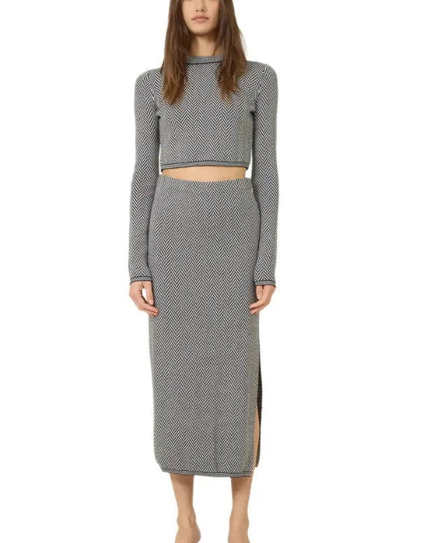 One Grey Day - Maxine top- cropped long sleeve top 